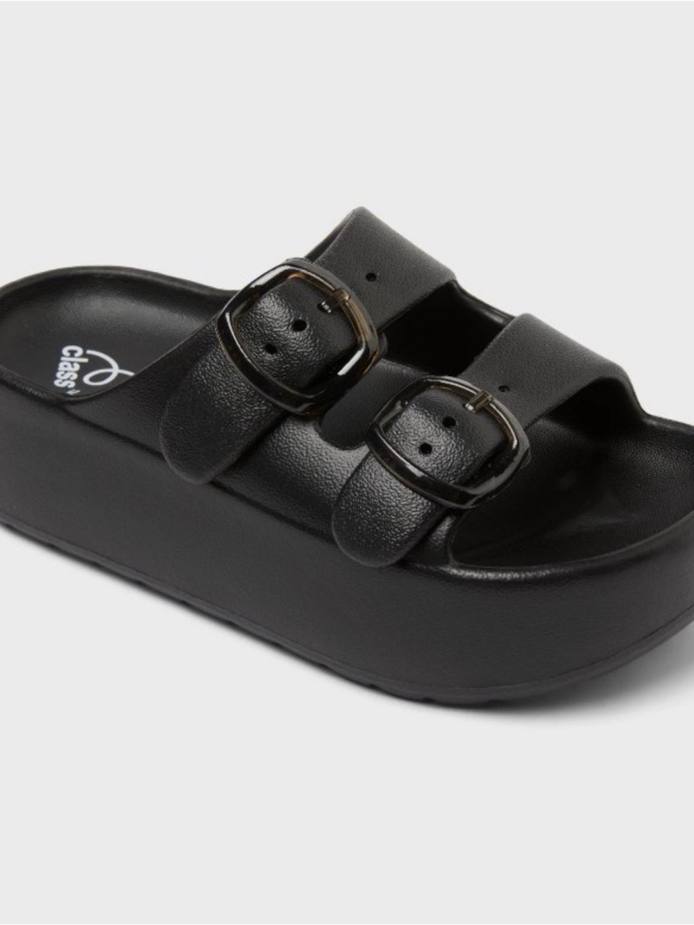 art class Black Double-Buckle Platform Sandal